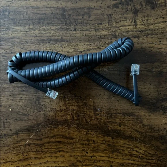 Black Coiled Phone Cable - Picture 1 of 1